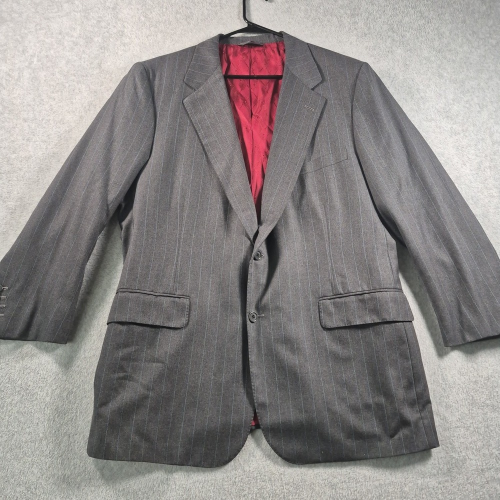 VTG Brooks Brothers Blazer Mens 44R Dark Gray Pinstripe 100% Wool Made In USA